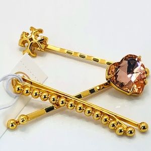 NEW Tory Burch Set 3 Embellished Hairpins